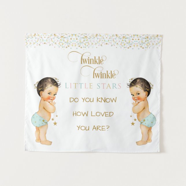 Twinkle Little Star Baby Twin Boys Tapestry (Front (Horizontal))
