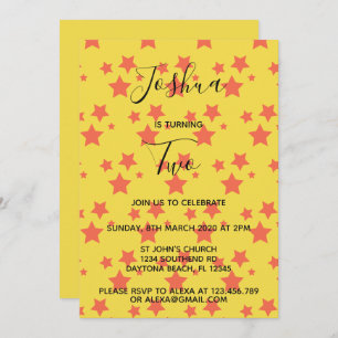 Twinkle Little Star birthday invitation yellow