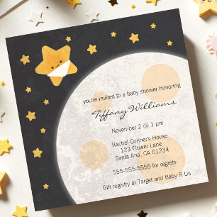 Twinkle Little Star Black and Yellow Baby Shower Invitation