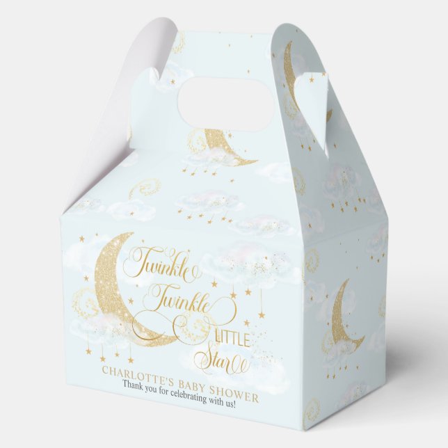 Twinkle Little Star Blue Baby Shower Birthday  Favour Box (Back)