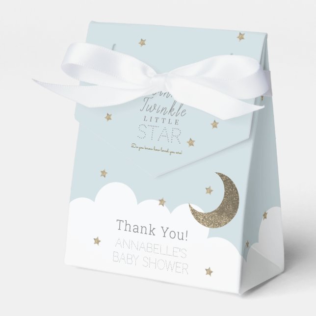 Twinkle Little Star Blue Baby Shower Favour Box (Front Side)