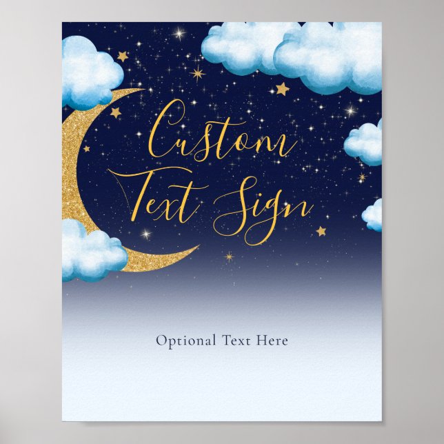 Twinkle Little Star Blue Boy First Birthday Sign (Front)