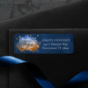 Twinkle Little Star Blue Copper Gold Address Return Address Label