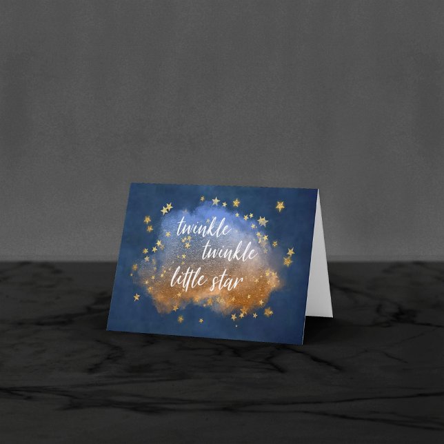 Twinkle Little Star | Blue Copper Gold Baby Shower Thank You Card (Creator Uploaded)