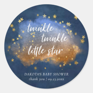 Twinkle Little Star | Blue Copper Gold Thank You Classic Round Sticker