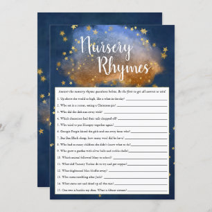 Twinkle Little Star Blue Gold Nursery Rhyme Quiz Invitation