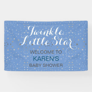 Twinkle Little Star Blue Silver Stars Baby Shower Banner