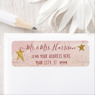 Twinkle Little Star Blush Pink Gold Return Address Return Address Label