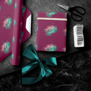 Twinkle Little Star   Bold Magenta Pink Mint Green Wrapping Paper