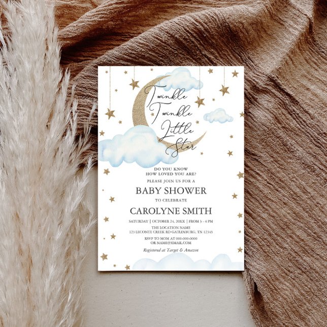 Twinkle Little Star Boy Baby Shower Invitation (Creator Uploaded)