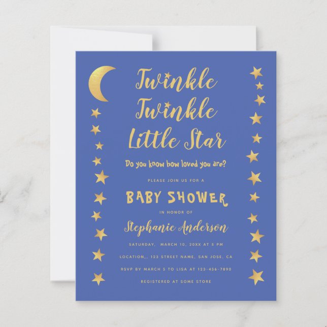 Twinkle Little Star Budget Baby Shower Invitation (Front)
