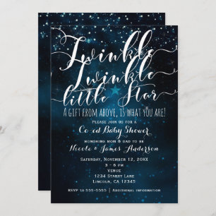 Twinkle Little Star Celestial Starry Baby Shower Invitation