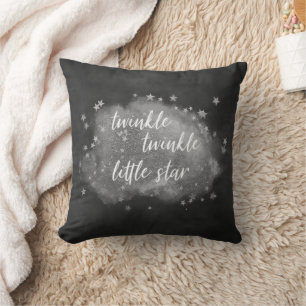 Twinkle Little Star   Charcoal Grey and Silver Cushion