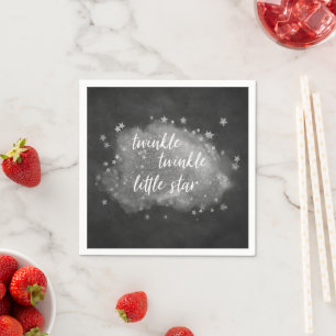 Twinkle Little Star Charcoal Grey and Silver Napkin