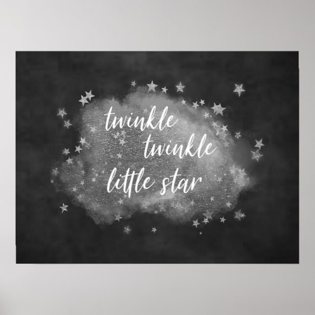 Twinkle Little Star | Charcoal Grey and Silver Poster (Front)