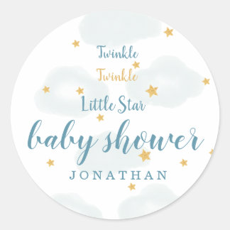 Twinkle Little Star & Cloud Baby Shower Classic Round Sticker