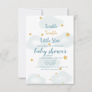 Twinkle Little Star & Cloud Baby Shower Invitation