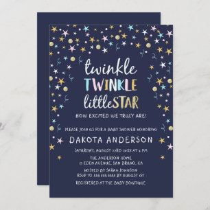 Twinkle Little Star Confetti & Blue Baby Shower Invitation