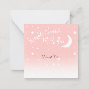 Twinkle little star coral pink thank you note card