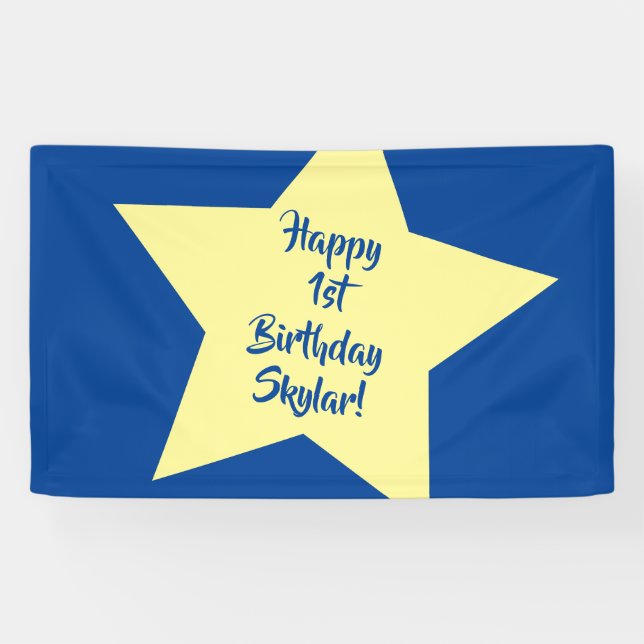 Twinkle Little Star Cute 1st Birthday Party Theme Banner (Horizontal)