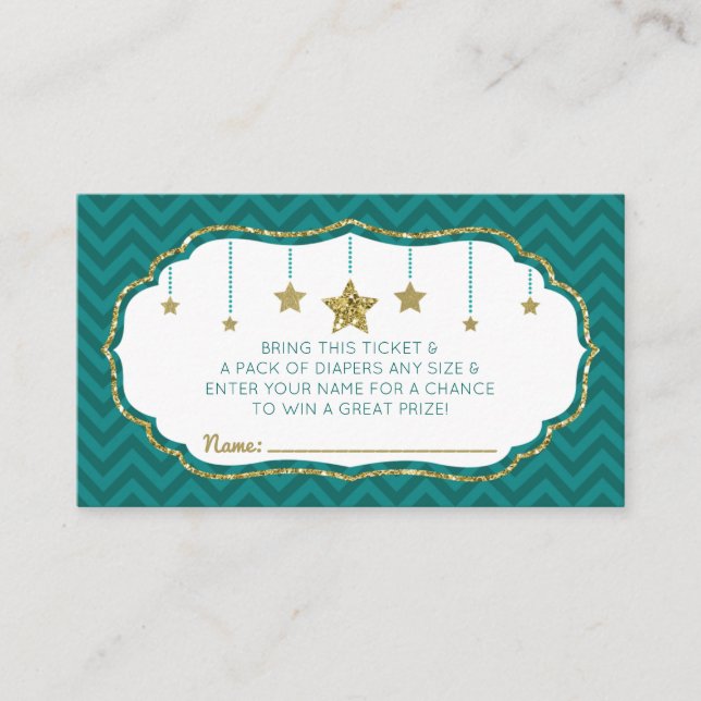 Twinkle Little Star Diaper Raffle Ticket Enclosure Card (Front)