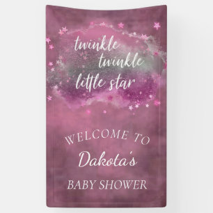 Twinkle Little Star Dusty Mauve Pink Silver Grey Banner