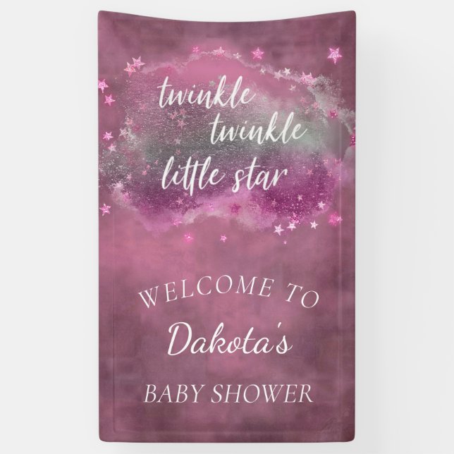 Twinkle Little Star | Dusty Mauve Pink Silver Grey Banner (Vertical)