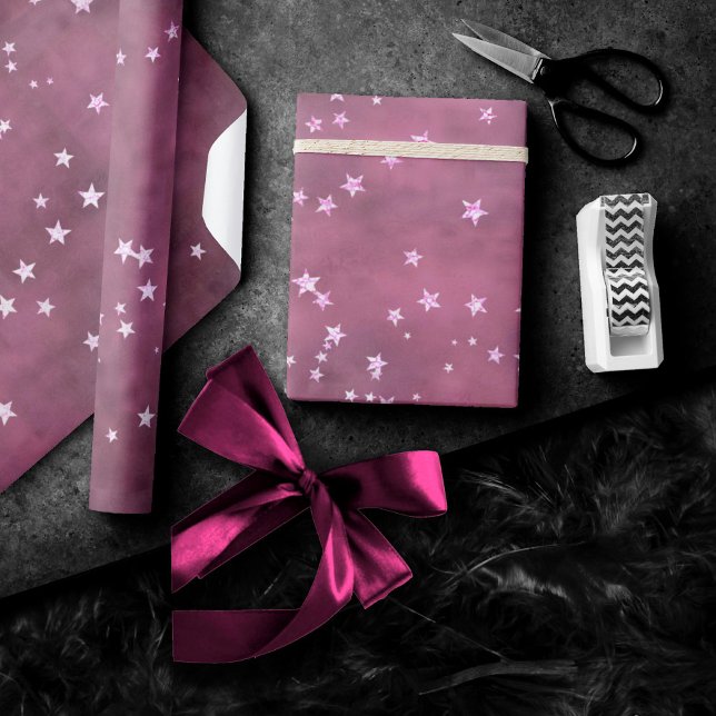 Twinkle Little Star | Dusty Mauve Pink Silver Grey Wrapping Paper (Creator Uploaded)