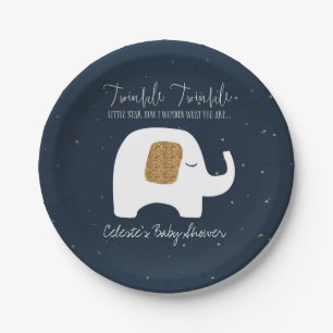 Twinkle Little Star Elephant Baby Shower Plate