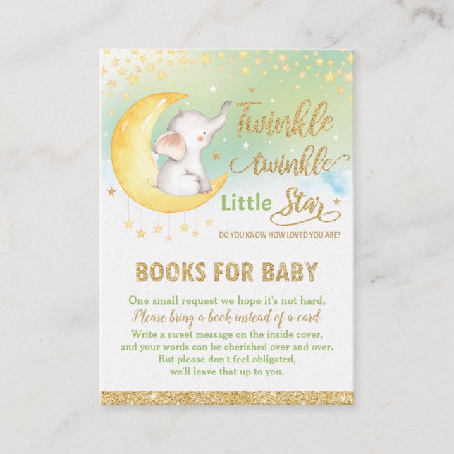 Twinkle Little Star Elephant Neutral Bring a Book Enclosure Card (Front)