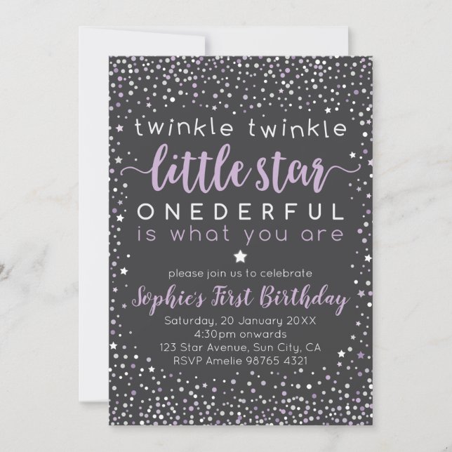 Twinkle Little Star | First Birthday Invitation (Front)