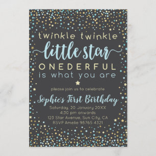 Twinkle Little Star First Birthday Invitation