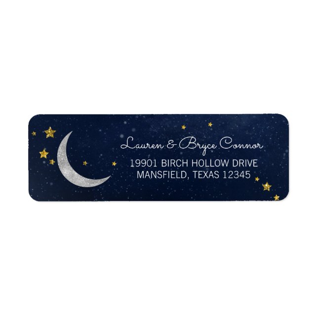 Twinkle Little Star Galaxy & Moon Return Address Label (Front)