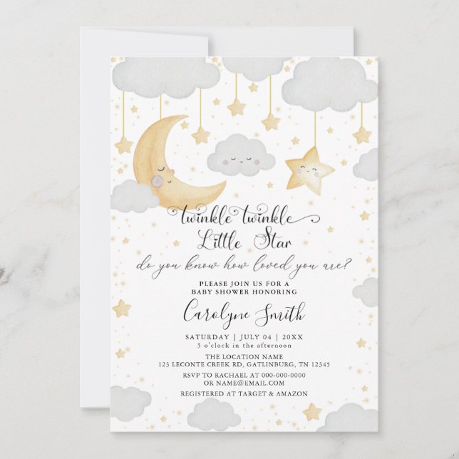 Twinkle Little Star Gender Neutral Baby Shower Invitation (Front)
