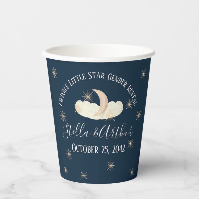 Twinkle Little Star Gender Reveal– Celestial Party Paper Cups (Front)
