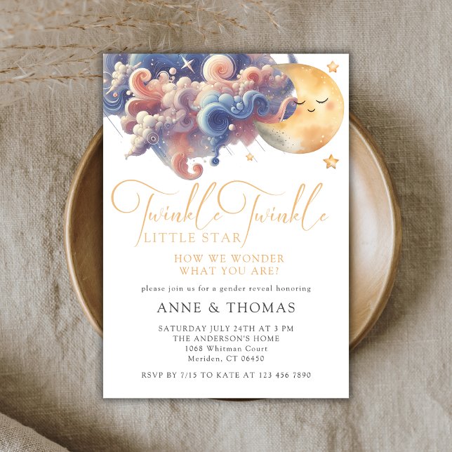 Twinkle Little Star Gender Reveal Custom Party  Invitation (Creator Uploaded)