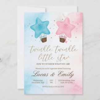 Twinkle Little Star Gender Reveal Invitation