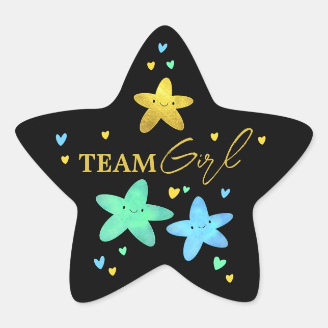 Twinkle Little Star Gender Reveal Team Girl Star Sticker (Front)