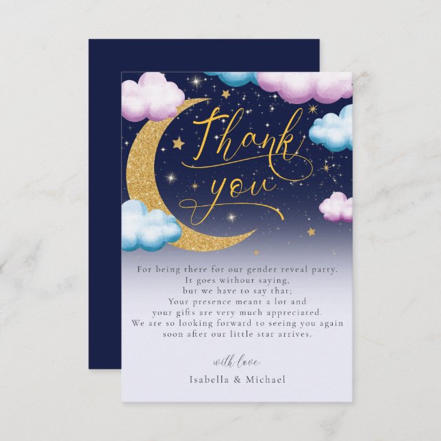 Twinkle Little Star Gender Reveal Thank You (Front/Back)