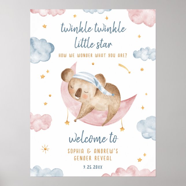 Twinkle Little Star Gender Reveal Welcome Poster (Front)