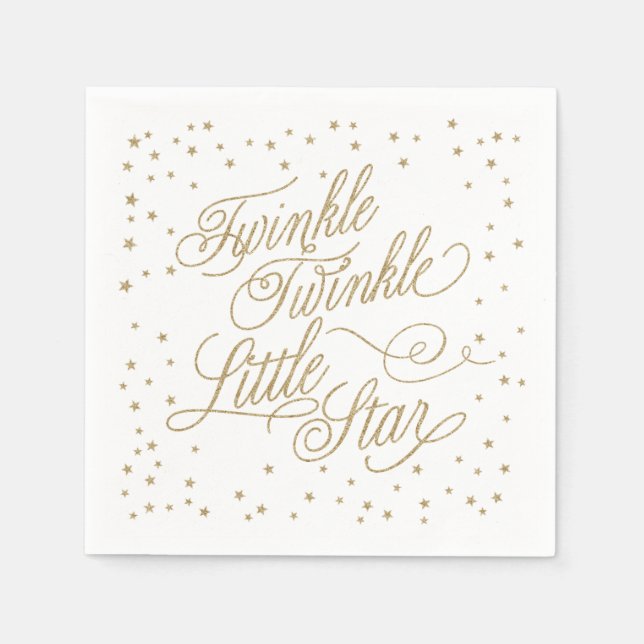 Twinkle Little Star Gold Baby Shower Napkins (Front)