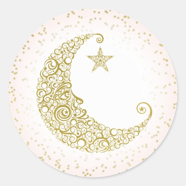 Twinkle Little Star Gold Moon Sticker Pink (Front)