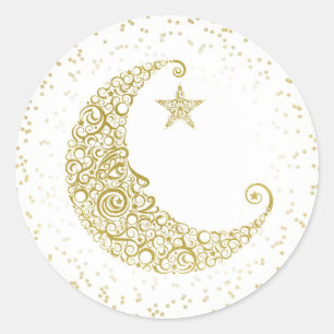 Twinkle Little Star Gold Moon Sticker White