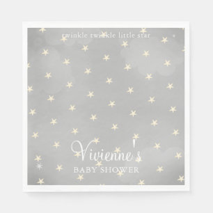 Twinkle Little Star Gray Baby Shower Napkin