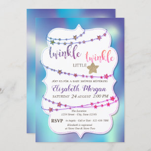 Twinkle Little Star Holographic Baby Shower Invitation