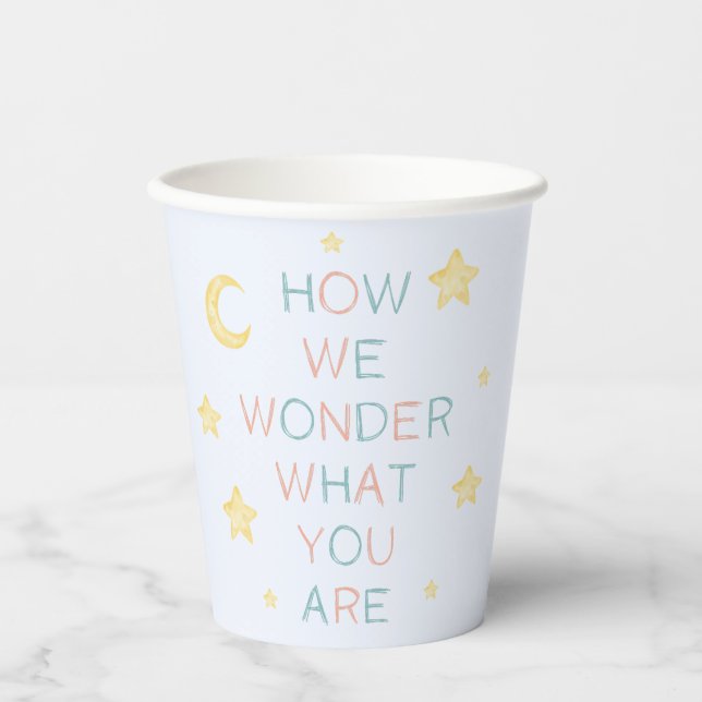 Twinkle Little Star How We Wonder Gender Reveal Paper Cups (Front)