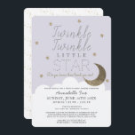 Twinkle Little Star Lilac Drive-by Baby Shower Invitation<br><div class="desc">This cute "twinkle twinkle little star" gender-neutral drive-by/thru baby shower invitation features a lilac purple / light lavender background with faux gold glitter stars, the crescent moon, and white clouds. The reverse side features a white background faux gold random dot patterns. Personalise for your needs. You can find more matching...</div>