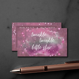 Twinkle Little Star   Mauve Pink Grey Bring a Book Enclosure Card