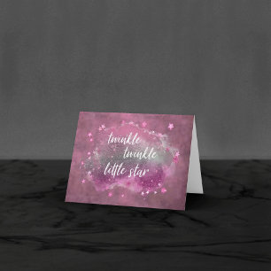 Twinkle Little Star   Mauve Pink Silver Grey Photo Thank You Card