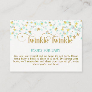 Twinkle Little Star Mint Gold Book Request Card